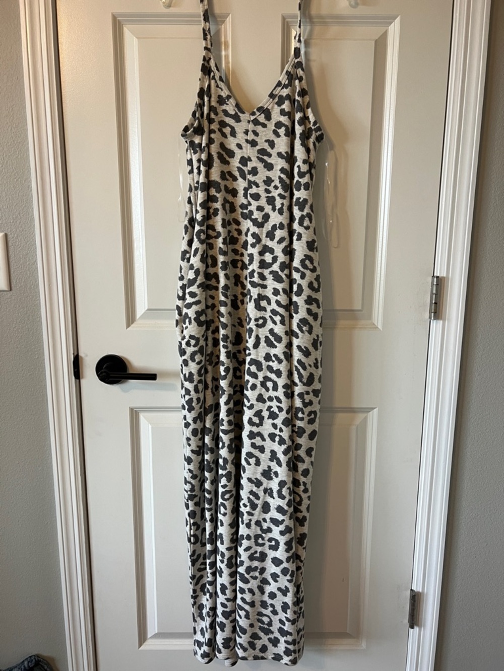 Leopard Print Slip Maxi Dress in Cream and Black